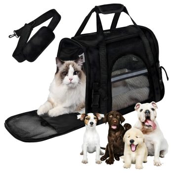   Kényelmes kisállat hordózó, kutyáknak macskáknak egyaránt, fekete, 44 x 28 x 25 cm