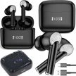 Vezeték nélküli fekete bluetooth fülhallgató töltő tokkal