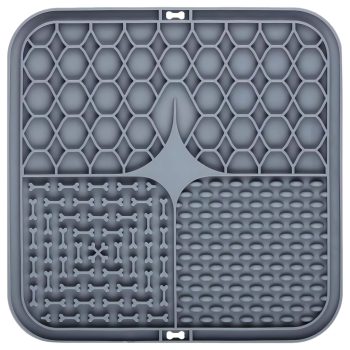   Szilikon nyalószőnyeg kutyáknak és macskáknak, szürke, 20x20 cm