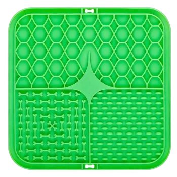   Szilikon nyalószőnyeg kutyáknak és macskáknak, zöld, 20x20 cm