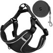 Állítható kutyahám pórázzal, fekete, M méret