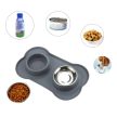 Rozsdamentes dupla etetőtál kutyáknak és macskáknak, szürke, 2x450 ml