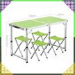 Összecsukható kempingasztal alumínium kerettel, 4 db székkel, zöld