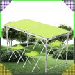 Összecsukható kempingasztal alumínium kerettel, 4 db székkel, zöld
