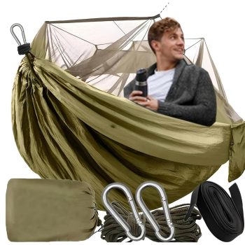   Kültéri kemping függőágy szúnyóghálóval, 260 x 140 cm