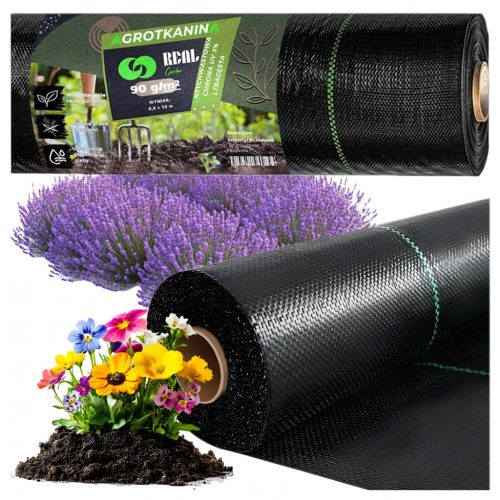 Geotextil, gyomgátló szőnyeg, fekete, 90 g, 0.8x50 m