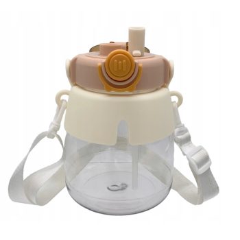   Fehér kulacs gyermekeknek, matricával, nyakbaakasztóval, 1 literes