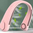 Hordozható nyakventilátor, 1200mAh, USB töltés, Állítható sebesség, Rózsaszínű