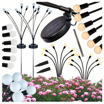 Napelemes kerti gömblámpák 2 darab/csomag, 6 LED