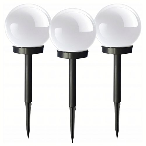Napelemes Kerti golyólámpa, LED, 3 db