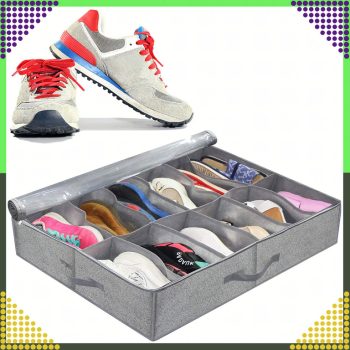   Ágy alatti cipőrendező, összecsukható cipőtartó doboz, cipzárral