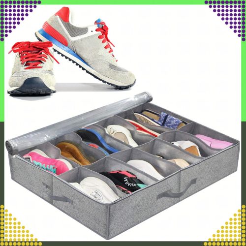 Ágy alatti cipőrendező, összecsukható cipőtartó doboz, cipzárral