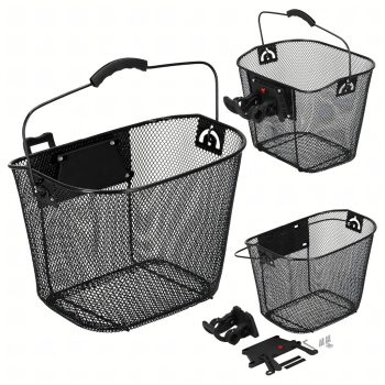   Nagy fém kerékpárkosár városi kerékpárhoz, kormányra akasztható