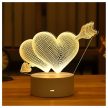 Szerelem szívek 3D illúziós éjszakai fény gyerekeknek hálószobába ajándék USB