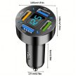 Gyors, nagy teljesítményű, 3,1 A-es autós töltő, LED LCD, 4 x USB 66 W-os gyorstöltéssel