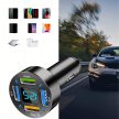 Gyors, nagy teljesítményű, 3,1 A-es autós töltő, LED LCD, 4 x USB 66 W-os gyorstöltéssel