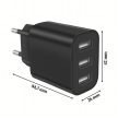 Nagy teljesítményű 3xUSB 5V/3.4A fali töltő 