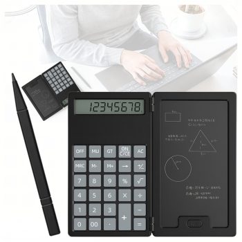   2 az 1-ben tudományos iskolai számológép jegyzettömbbel és ceruzával