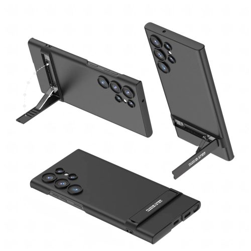Vékony hátlapú védőtok állvánnyal Samsung S24 Ultra készülékhez, fekete