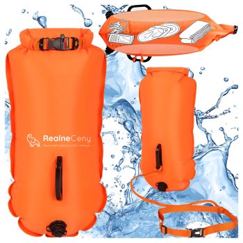   Felfújható nagy méretű biztonsági bója úszáshoz, 2 az 1-ben kajakhoz és SUP-hoz, biztonsági zsebbel 56 × 24 × 22 cm