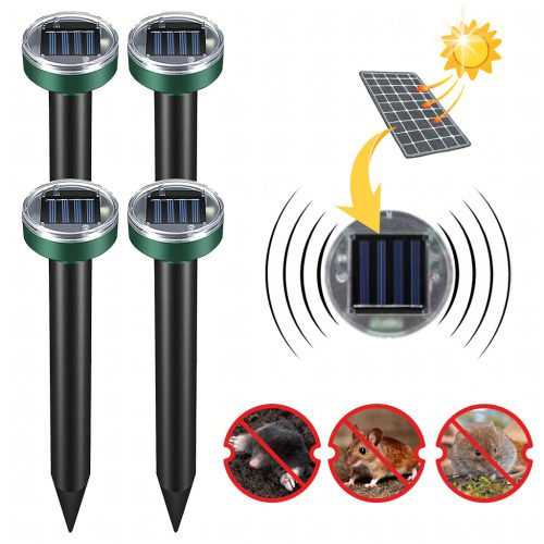 ultrahangos, nagy teljesítményű Napelemes vakondriasztó vakondok ellen, 4 darabos készlet