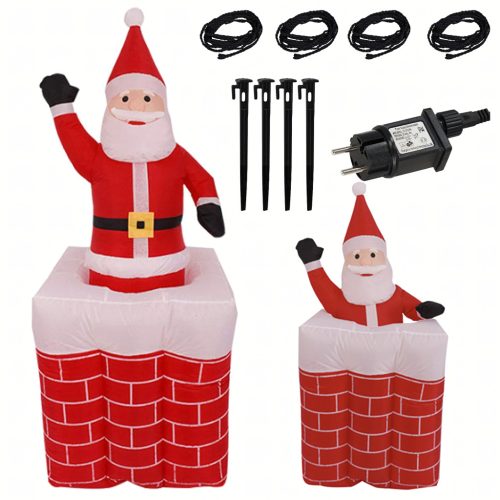 Felfújható Mikulás kéményben 160 cm LED világítással