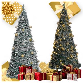 Díszített karácsonyfa, összecsukható, 150 cm