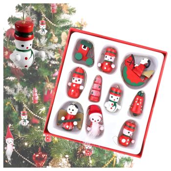 Fából készült gömb alakú karácsonyfadíszek 10 db 