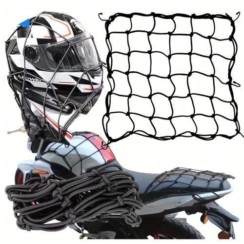 Gumi csomagtartóháló 30×30 cm, biztonságos, 6 acélhoroggal