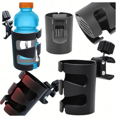 Univerzális fekete pohártartó, stabil rögzítés, kompatibilis a legtöbb üveggel, pohárral