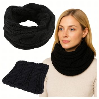   Női Sál, Fekete, Csőkendő, Meleg, Nagy Méretben, Kényelmes, Divatos 