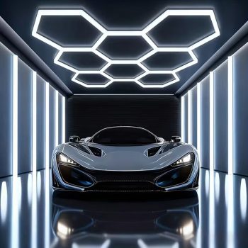   Hatszögletű LED panellámpa műhely-garázs világításhoz, otthonra, 257x244cm, 280W, 6500K