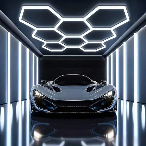 Hatszögletű LED panellámpa műhely-garázs világításhoz, otthonra, 257x244cm, 280W, 6500K