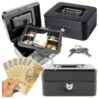   Fém persely érméknek, bankjegyeknek, dokumentumoknak, széf kulcsoknak