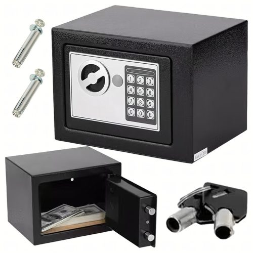 Otthoni irodai széf elektronikus kombinációs és kulcsos zárral