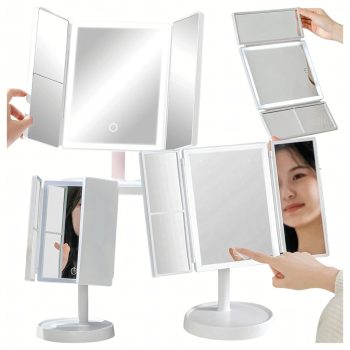   LED-es megvilágítású kozmetikai tükör, kihúzható sminktükör 3x-os nagyítással