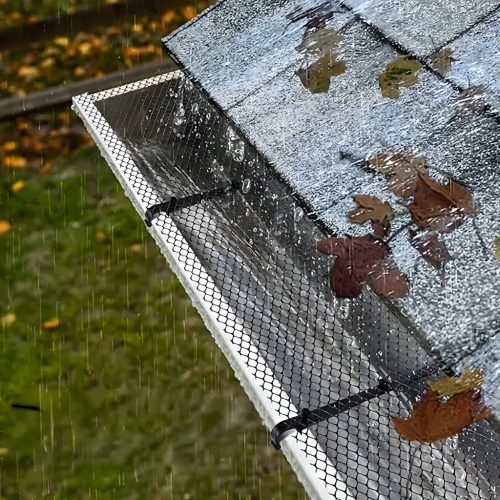 Ereszcsatorna védőháló, levelek és szennyeződések ellen 0,15x6 m + 10 klipsz