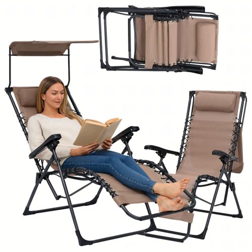 összecsukható kerti fotel napellenzővel