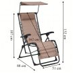 összecsukható kerti fotel napellenzővel