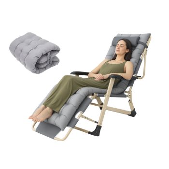 összecsukható kerti nyugágy párnával, szürke