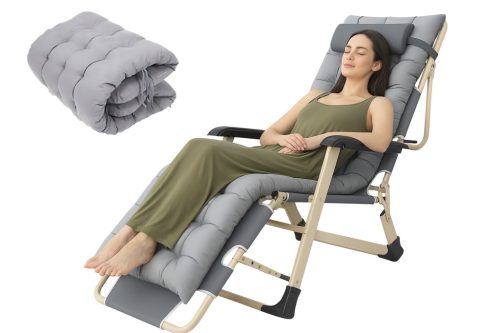 összecsukható kerti nyugágy párnával, szürke