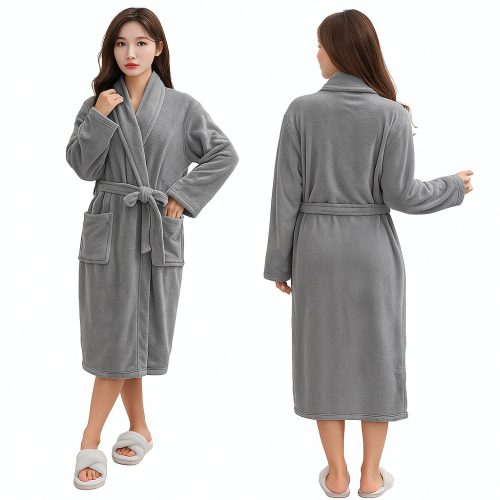 Meleg és puha női hotelszobai fürdőköpeny - szürke