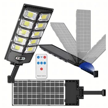   Napelemes LED lámpa mozgásérzékelővel és alkonykapcsolóval, kültérre + távirányító