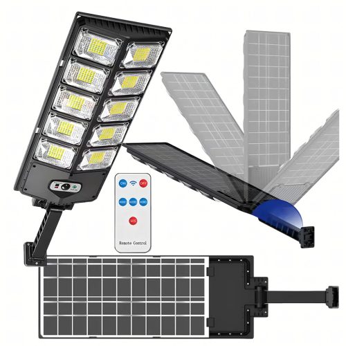 Napelemes LED lámpa mozgásérzékelővel és alkonykapcsolóval, kültérre + távirányító