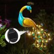 Napelemes pávalámpa, világító LED-es napelemes kerti dísz 33 × 112 cm