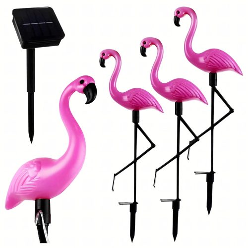 3db Napelemes Kerti Lámpa Flamingo LED Dekorációval