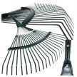 Kerti gereblye levelekhez és fűhöz, legyező alakú, 42 cm, fa nyéllel, 120 cm
