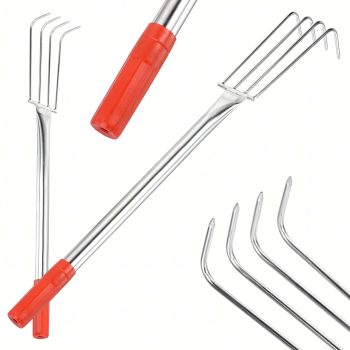   Kerti gereblye fémkarmokkal gereblyézéshez és lazításhoz, 4 fog, 106 cm