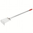 Kerti gereblye fémkarmokkal gereblyézéshez és lazításhoz, 6 fog, 106 cm