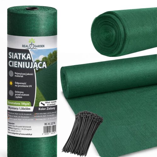 Árnyékoló háló 1,5x50m 180G Maszkoló kerítéstakaró, 95%-os fedésű, UV védelemmel